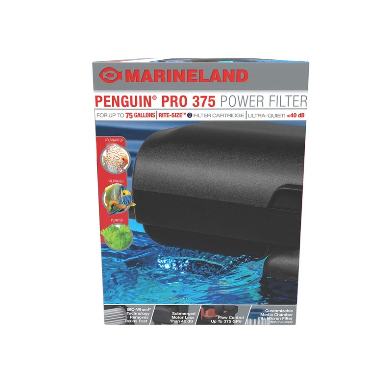MarineLand Penguin PRO 375 Power Filter, Multi-Stage Aquarium Filtration for Up to 75 Gallons - Image 1